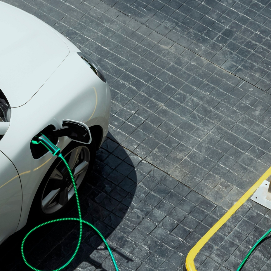 Electric car recharging the battery. Electric car recharging the battery.