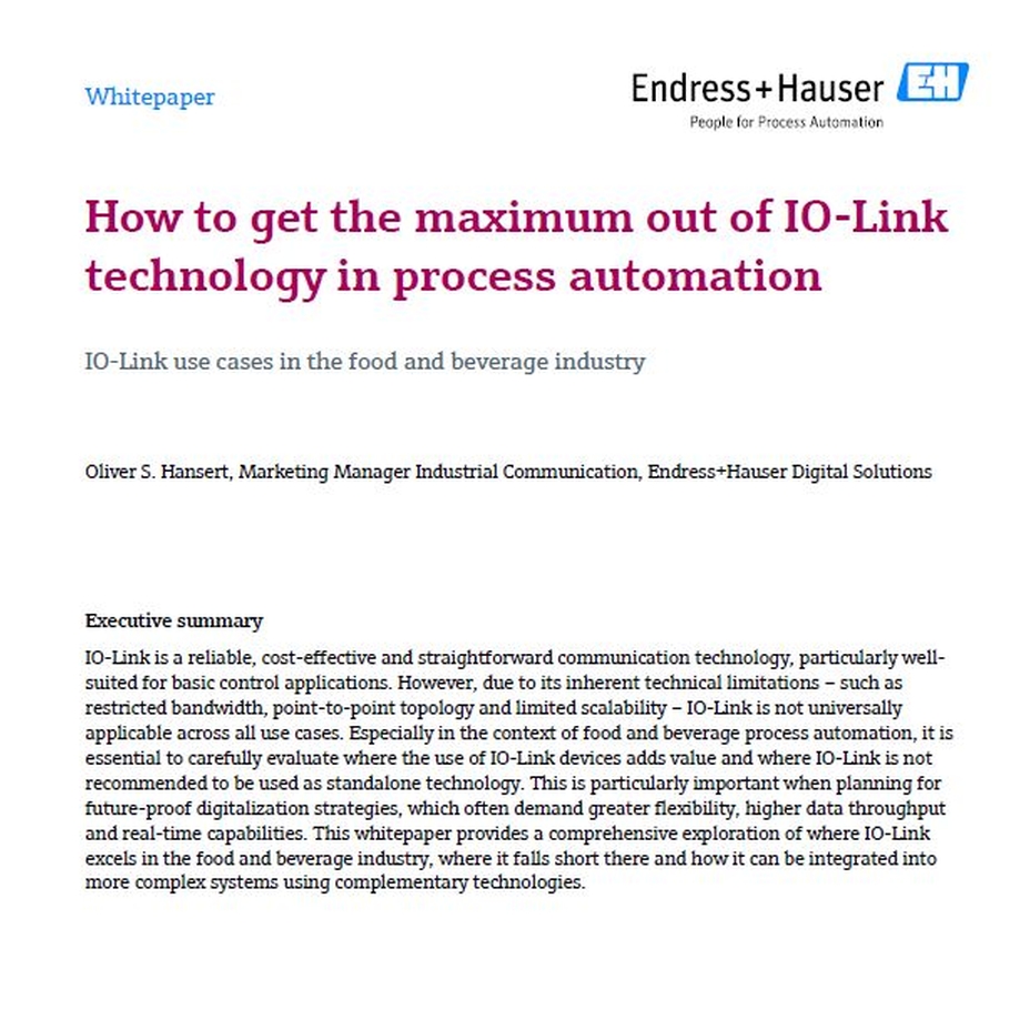 IO-Link use cases in the food and beverage industry