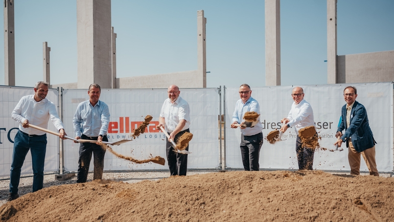 Euroopan logistiikkakeskus: lapion pistot käynnistävät uuden logistiikkakeskuksen rakentamisen Saksassa.